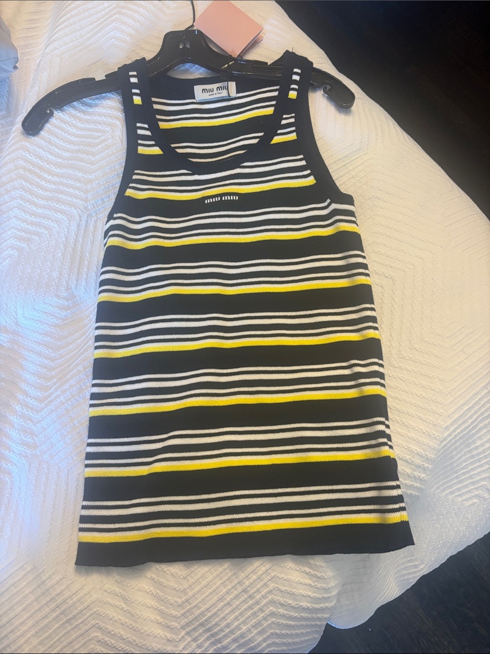 Miu Miu Black, White & Yellow Striped Tank Top
Brand new (knit)
